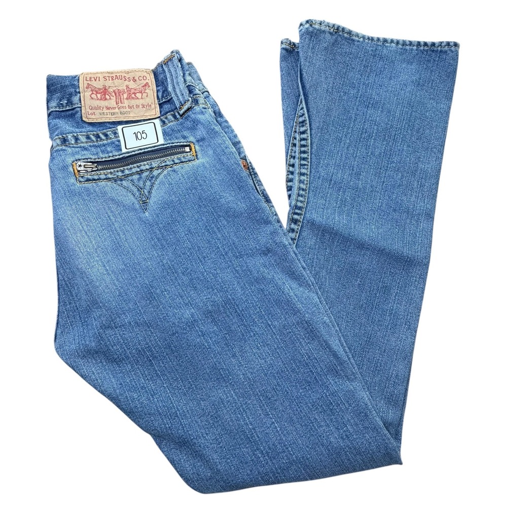 Vtg Levis Type 1 Western Boot Jeans Medium Wash Blue Denim Bootcut Womens 9M Y2K